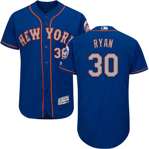 Mets #30 Nolan Ryan Blue(Grey NO.) Flexbase Authentic Collection Stitched MLB Jersey